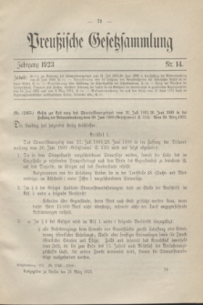 Preußische Gesetzsammlung. 1923, Nr. 14 (24 März)