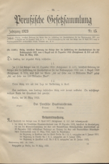 Preußische Gesetzsammlung. 1923, Nr. 15 (28 März)