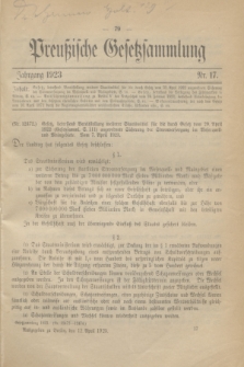 Preußische Gesetzsammlung. 1923, Nr. 17 (12 April)