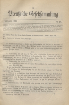 Preußische Gesetzsammlung. 1923, Nr. 18 (14 April)