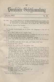 Preußische Gesetzsammlung. 1923, Nr. 21 (24 April)