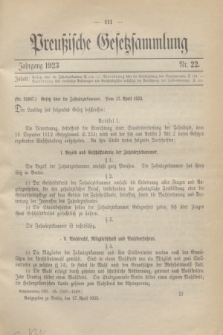 Preußische Gesetzsammlung. 1923, Nr. 22 (27 April)