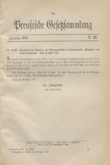 Preußische Gesetzsammlung. 1923, Nr. 26 (28 April)