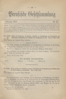 Preußische Gesetzsammlung. 1923, Nr. 27 (8 Mai)