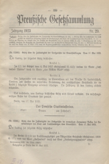 Preußische Gesetzsammlung. 1923, Nr. 29 (31 Mai)