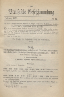 Preußische Gesetzsammlung. 1923, Nr. 32 (7 Juni)