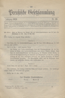 Preußische Gesetzsammlung. 1923, Nr. 33 (8 Juni)