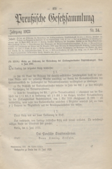 Preußische Gesetzsammlung. 1923, Nr. 34 (19 Juni)