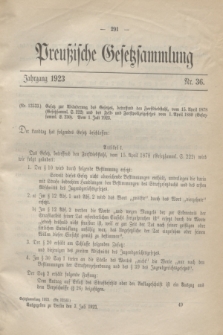 Preußische Gesetzsammlung. 1923, Nr. 36 (3 Juli)
