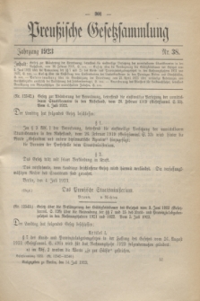 Preußische Gesetzsammlung. 1923, Nr. 38 (14 Juli)