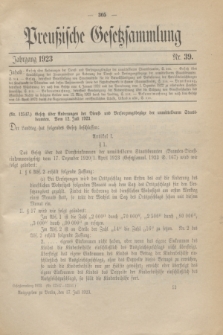 Preußische Gesetzsammlung. 1923, Nr. 39 (17 Juli)