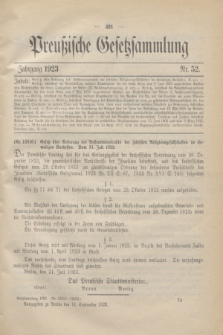 Preußische Gesetzsammlung. 1923, Nr. 52 (11 September)