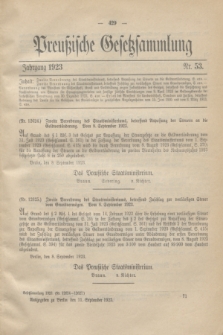 Preußische Gesetzsammlung. 1923, Nr. 53 (11 September)