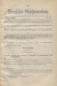 Preußische Gesetzsammlung. 1923, Nr. 54 (14 September)