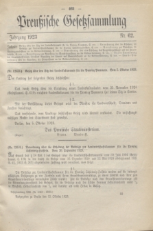 Preußische Gesetzsammlung. 1923, Nr. 62 (12 Oktober)