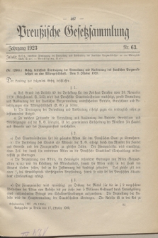 Preußische Gesetzsammlung. 1923, Nr. 63 (17 Oktober)