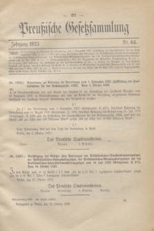 Preußische Gesetzsammlung. 1923, Nr. 64 (20 Oktober)