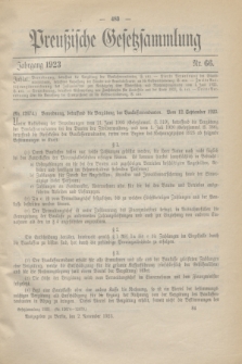 Preußische Gesetzsammlung. 1923, Nr. 66 (2 November)