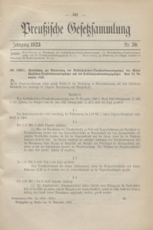 Preußische Gesetzsammlung. 1923, Nr. 70 (26 November)
