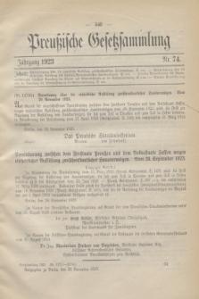 Preußische Gesetzsammlung. 1923, Nr. 74 (29 November)