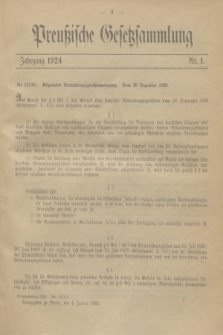 Preußische Gesetzsammlung. 1924, Nr. 1 (4 Januar)