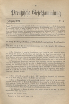 Preußische Gesetzsammlung. 1924, Nr. 5 (17 Januar)