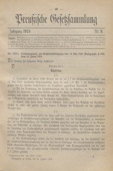 Preußische Gesetzsammlung. 1924, Nr. 9 (31 Januar)