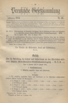 Preußische Gesetzsammlung. 1924, Nr. 10 (9 Februar)
