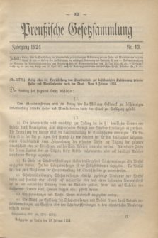 Preußische Gesetzsammlung. 1924, Nr. 13 (16 Februar)