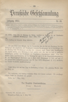 Preußische Gesetzsammlung. 1924, Nr. 19 (17 März)