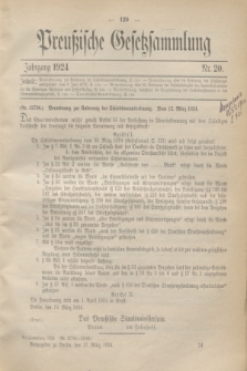 Preußische Gesetzsammlung. 1924, Nr. 20 (17 März)