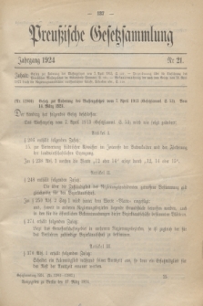 Preußische Gesetzsammlung. 1924, Nr. 21 (17 März)