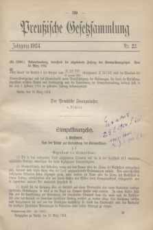 Preußische Gesetzsammlung. 1924, Nr. 22 (25 März)