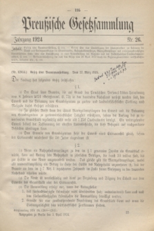 Preußische Gesetzsammlung. 1924, Nr. 26 (3 April)