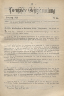 Preußische Gesetzsammlung. 1924, Nr. 27 (7 April)