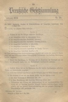 Preußische Gesetzsammlung. 1924, Nr. 30 (1 Mai)