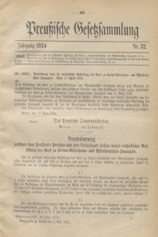 Preußische Gesetzsammlung. 1924, Nr. 32 (2 Mai)
