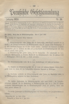 Preußische Gesetzsammlung. 1924, Nr. 36 (7 Juni)