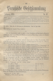 Preußische Gesetzsammlung. 1924, Nr. 37 (18 Juni)