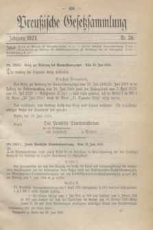 Preußische Gesetzsammlung. 1924, Nr. 38 (23 Juni)