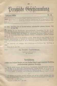 Preußische Gesetzsammlung. 1924, Nr. 41 (8 Juli)