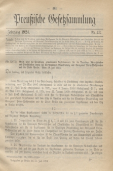 Preußische Gesetzsammlung. 1924, Nr. 43 (31 Juli)