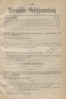 Preußische Gesetzsammlung. 1924, Nr. 44 (9 August)