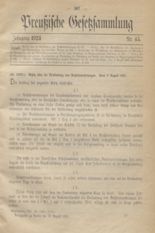 Preußische Gesetzsammlung. 1924, Nr. 45 (16 August)