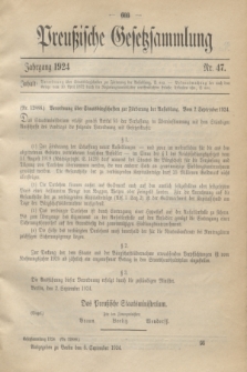 Preußische Gesetzsammlung. 1924, Nr. 47 (8 September)