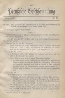 Preußische Gesetzsammlung. 1924, Nr. 50 (22 Oktober)