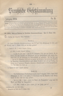 Preußische Gesetzsammlung. 1924, Nr. 51 (27 Oktober)