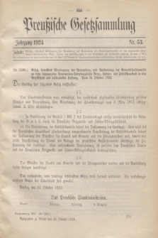 Preußische Gesetzsammlung. 1924, Nr. 53 (30 Oktober)