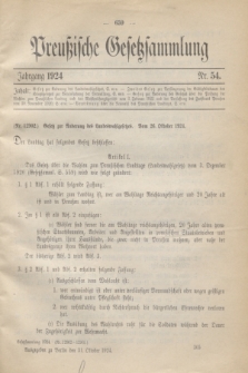 Preußische Gesetzsammlung. 1924, Nr. 54 (31 Oktober)