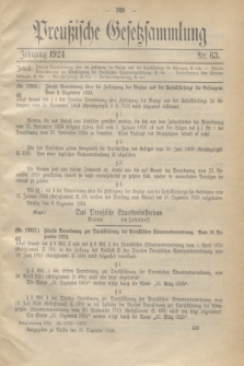 Preußische Gesetzsammlung. 1924, Nr. 63 (31 Dezember)